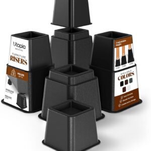 Utopia Bedding Bed Riser, 3 & 5 Inches Adjustable Furniture Risers for 8 Inch Combined Furniture Lift, Under Bed Storage & Dorm Room Essential, Supports Up to 1,300 lbs (4 Set, Black)