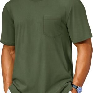 Cotrasen Mens T-Shirts Cotton Short Sleeve Pocket Tee Shirt Casual Crew Neck Moisture Wicking Soft Basic T Shirts