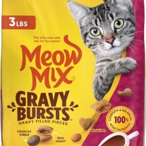 Meow Mix Gravy Bursts, Savory Chicken Flavor Mix, Gravy Filled Dry Cat Food, 3 lb. Bag