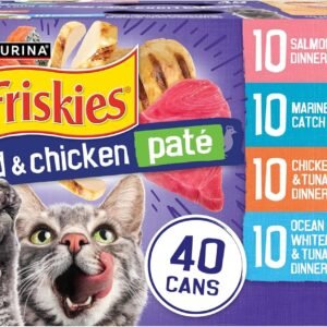 Purina Friskies Pate Wet Cat Food Variety Pack Seafood and Chicken Pate Favorites 40ct VP – (Pack of 40) 5.5 oz. Cans