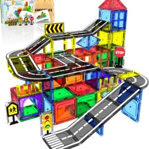 Magnetic Tiles – Road Set, Magnetic Building Blocks, Preschool Montessori Toys Gift for 3+ Year Old Boys and Girls, Sensory Christmas Toys for Kids Aged 3-5 and 4-8, Ideas for Toddler with Autism