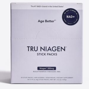 TRU NIAGEN NAD+ Booster with Hydration & Prebiotic Support Award-Winning Nicotinamide Riboside Mixing Powder for Cellular Energy, Repair & Healthy Aging – 30ct/300mg Stick Packs: On-The-Go Supplement