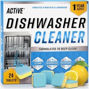 Dishwasher Cleaner And Deodorizer Tablets – 24 Pack Deep Cleaning Descaler Pods for Dish Washer Machine, Heavy Duty, Septic Safe, Natural Limescale Remover, Calcium, Odor, Smell – 12 Month Supply