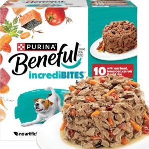 Beneful Purina Small Breed Wet Dog Food Variety Pack, IncrediBites With Real Beef, Chicken and Salmon – (Pack of 30) 3 Oz. Cans