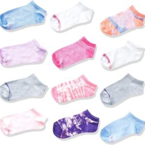 Hanes Girls’ Socks, Fashion Patterned Soft Socks, No Show, Ankle, and Crew, 12-pair Packs
