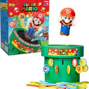 TOMY Pop Up Super Mario Game – Activities for Indoor Recess or Family Game Night – Officially Licensed Super Mario Toys for Kids – 2-4 Players – Ages 4 Years and Up