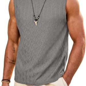 Men’s Knitted Textured Tank Top Casual Beach Summer Vacation Sleeveless Shirt (S-XXL)