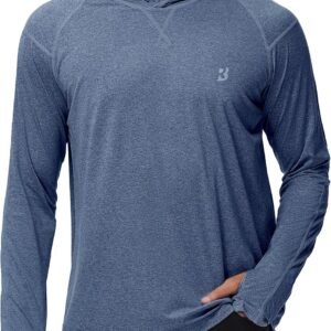 Roadbox Mens UPF 50+ Fishing Shirts, Long Sleeve UV Sun Hoodie, Hiking Running Swim Athletic Workout Shirt