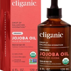 Cliganic Organic Jojoba Oil, 100% Pure (4oz) | Moisturizing for Face, Hair, Skin & Nails | Natural Cold Pressed Hexane Free | Base Carrier Oil