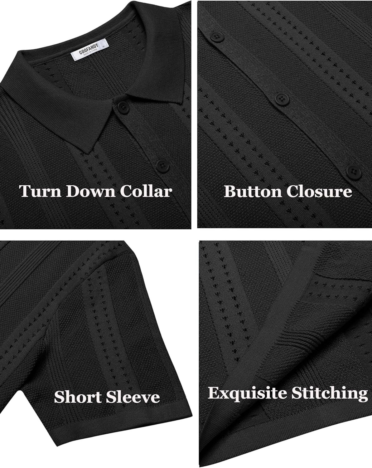 COOFANDY Men's Knit Shirts Short Sleeve Button Down Polo Shirt Fashion Casual Summer Beach Shirts - Image 6