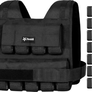 Yes4All Adjustable Weighted Vest, Removable Cast Iron Weight Blocks, Adjustable Resistance for Strength Training, Cardio, HIIT and Running, Weighted Vest for Women and Men with Shoulder Webbing, 35 lb