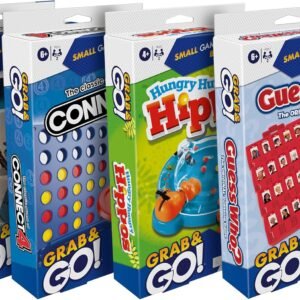Hasbro Grab and Go! Bundle (4 Pack), Kids Travel Board Games, Battleship, Connect 4, Guess Who?, Hungry Hungry Hippos Games, 2 Players, Easter Gift for Kids, Ages 7+