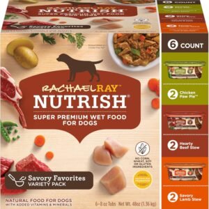 Nutrish Rachael Ray Premium Natural Wet Dog Food, Savory Favorites Variety Pack, 8 Ounce Tub (Pack of 6)