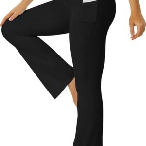 FOHOFO Yoga Pants Women, Flare Leggings for Women with Pockets Crossover High Waisted Bootcut Yoga Pants