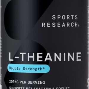 Sports Research Double Strength L-Theanine Supplement – Suntheanine Softgels for Focus, Relaxation & Alertness – Non-Drowsy Support Made with Coconut Oil, Non-GMO & Gluten Free – 200mg, 60 Count