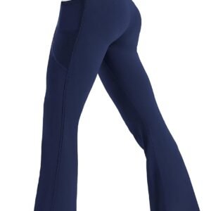 Women’s High Waist Flare Yoga Pants Tummy Control Casual Bootcut Leggings with Side Pockets
