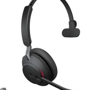 Jabra Evolve2 65 Bluetooth Wireless Headset with Mic for Calls and Music, Single-Ear Headphones with USB-A Adapter, Up to 37 Hours Battery, Works with Microsoft Teams, Black