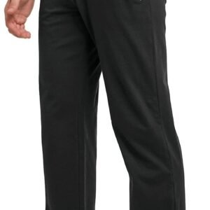 baleaf Men’s Sweatpants Yoga Lounge Cotton Pajama Pants Casual Open Bottom Straight Leg Stretchy Sweat Pants with Pockets