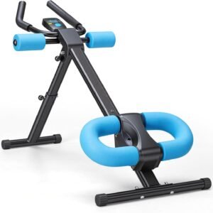 OLIXIS Ab Machine, Ab Workout Equipment for Home Gym, Adjustable Abdominal Trainer for Stomach Workout, Foldable Core Strength Exercise Machine with 440LBS, LCD Display, Knee Protection