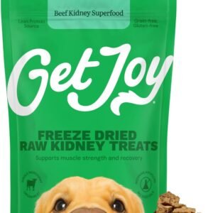 Get Joy Freeze Dried 100% Beef Kidney Dog Treats, 4oz | Single Ingredient Organ Meat, High Protein Raw Dog Food Topper, Snack & Training Rewards | Grain Free, Gluten Free, Filler Free