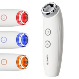 Red Light Therapy Device for Face and Neck, 3-in-1 Microcurrent & Vacuum Facial Massager, Skin Tightening, Firming and Anti-Aging Skincare Tool (White)