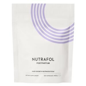 Nutrafol Postpartum Hair Growth Supplements, Clinically Tested for Visibly Thicker Hair and Less Shedding, Breastfeeding-friendly – 1 Month Supply, 1 Refill Pouch