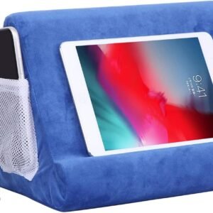 2pcs Multi-Angle Tablet Holder Cushion Stand with Net Pocket & Black Color Phone Stands Upgraded Tablet Pad Support for Phone,Pad,Books (Blue)