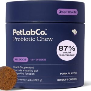 PetLab Co. Probiotics for Dogs, Support Gut Health, Occasional Diarrhea, Digestive Health & Seasonal Allergies – Pork Flavor – 30 Soft Chews – Packaging May Vary
