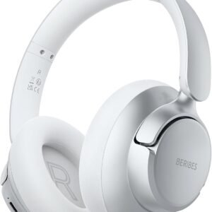 BERIBES Upgraded Hybrid Active Noise Cancelling Wireless Headphones with Transparent Modes,70H Playtime Bluetooth Headphones Wireless with Mic, Deep Bass,3.5MM Cable,Soft-Earpads,Fast Charging-Silver