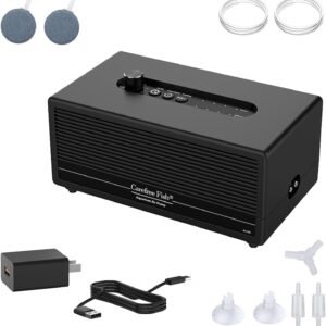 Carefree Fish 6W AC/DC USB Aquarium Lithium Battery Air Pump Dual Air Outlets Power Outage Automatic Startup Function Work for 15~96 Hours with 2 Air Stones and 15Ft Silicone Tubing
