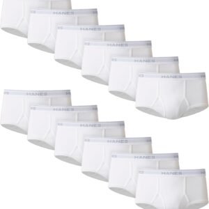 Hanes Men’s Underwear Brief Pack, Full Rise Cotton Briefs, Moisture-Wicking Underwear, White, Multi-pack