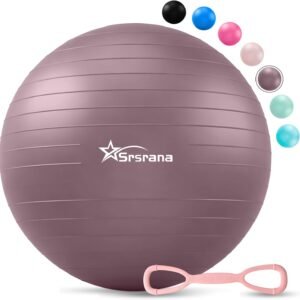 Exercise Ball – Anti-Burst Yoga Ball for Pilates, Pregnancy & Core Stability – Ergonomic Office Desk Ball Chair & Physical Therapy Equipment, Quick Pump Included