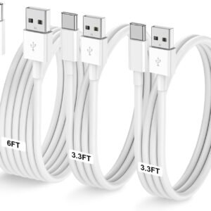 Car Carplay Cable for iPhone 17 16 15 Pro Plus Pro Max Air，3-Pack [3.3FT+3.3FT+6FT] USB A to USB C Cable for iPhone 17 16 15，for iPad Pro/Air/Mini，for Galaxy S25 S24，for MacBook Pro/Air and More