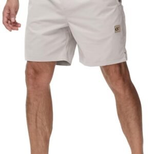 Yundobop Men’s Casual 7 Inch Shorts Twill Drawstring Summer Beach Stretch Golf Shorts with Zipper Pockets