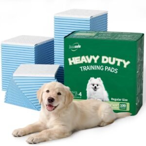 IMMCUTE 100 Count Premium Puppy Pads, 22″x23″ Dog Pee Pads – Ultra-Soft Heat-Sealed, 6-Layer Leak-Proof & Super Absorbent Potty Training Pads for Dogs, Cats, Pets | Crate Training & Indoor Use, Blue