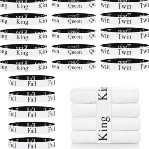 20 Pieces Bed Sheet Organizer Bands, Bed Sheet Size Label Bands for Linen Closet Organizers and Storage, Elastic Bedding Bands Labels for Organizing Bed Sheets (King Queen Twin Full)