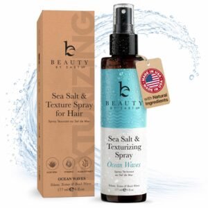 Beauty by Earth Sea Salt Spray – Aloe-Enhanced Beach Waves without Dryness, Texture & Volume Spray for All Hair Types, USA Made with Organic Ingredients, Ocean Waves Scent 6oz