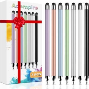 Stylus (7 Pcs), 2-in-1 Stylus Pen for Touch Screen, High Precision and Sensitivity, Suitable for iPad/iPhone/Samsung/Android Smartphone and Tablets, Compatible with All Touch Screen (Multicolor)