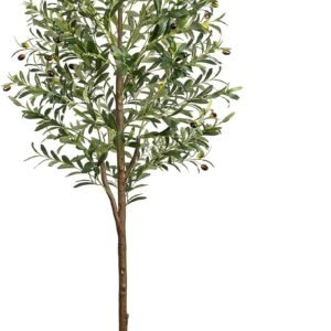 6FT Artificial Olive Tree – Indoor Tall Faux Olive Trees with Planter&Basket, Large Fake Olive Silk Tree Realistic Olive Plants with Branches and Fruits for Home Decor Office Living Room
