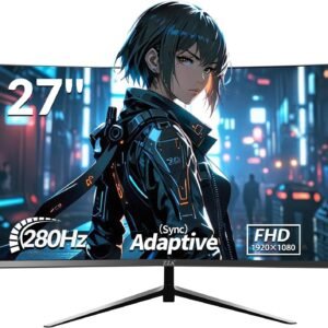 ZZA Monitor 27 inch 280Hz|240Hz,Monitor Gaming FHD 1080P, 1800R VA Screen, Curve Computer Monitor 100% sRGB, 4000:1 Contrast, HDR, FreeSync,1Ms, Low Blue Light, HDMI DP Ports, DP Cable Incl