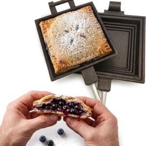 Coghlan’s Cast Iron Camp Cooker – Pre-Seasoned Pie Iron Sandwich Maker with Heat-Resistant, Removable Handles, Easy-to-Clean for Toasted Pies, Grilled Sandwiches, and Meats, For Campfire Cooking