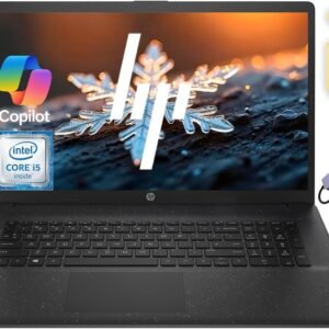 HP 17.3″ Business Laptop Computer, Intel 10-Core i5 Processor, Windows 11 Laptop with AI Copilot Ready, 16GB RAM 512GB Storage (256GB SSD+256GB Docking Set), NLY Earphones, Jet Black