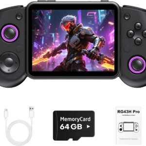 RG43H Pro Retro Handheld Game Console,Dual Game System with Powerful RK3562 Chip,4.3 Inch IPS Screen Retro Gaming Console,30+Emulators,Vibration Motor,HDMI TV Output,4000mAh Battery-64GB Black
