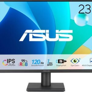 ASUS 24” 1080P Eye Care Monitor (VA249QG) – IPS, Full HD, 99% sRGB, Frameless, 120Hz, Adaptive-Sync, 1ms, Speakers, HDMI, DisplayPort, VGA, Low Blue Light, Flicker Free, Wall Mountable, 3 yr Warranty