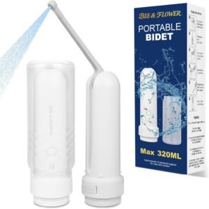 Portable Bidet for Travel 320ML,Rechargeable Handheld Bidet for Women & Men IPX7 Waterproof Toilet Sprayer |Personal Hygiene Sprayer Compact for Postpartum Care (White, 320ml)