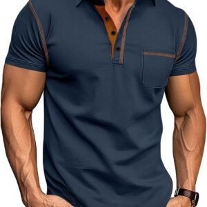 Men’s Polo Shirts Short Sleeve Golf Polo T Shirt Lightweight Casual Button Down Shirts Summer Collared with Pocket