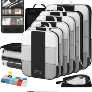 10 Set Compression Packing Cubes for Travel Essentials,Compressible Expandable Packing Cubes for Suitcase,OlarHike Luggage Organizer Bags for Travel,Handy Helper for Organizing Clothes(Black)