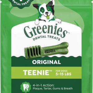 Greenies Veterinarian-Recommended Adult Natural Dental Dog Treats Teenie Size, Dog Dental Chews, Original Flavor, 12 oz. Pack, 43 Count