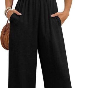 Caracilia Jumpsuits for Women Dressy Casual Smocked Ruffle Cap Sleeve Rompers 2026 One Piece Summer Outfits with Pockets