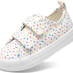 DREAM PAIRS Kids Toddler Sneakers Boys Girls Canvas with Cartoon Dual Hook and Loops for School Walking